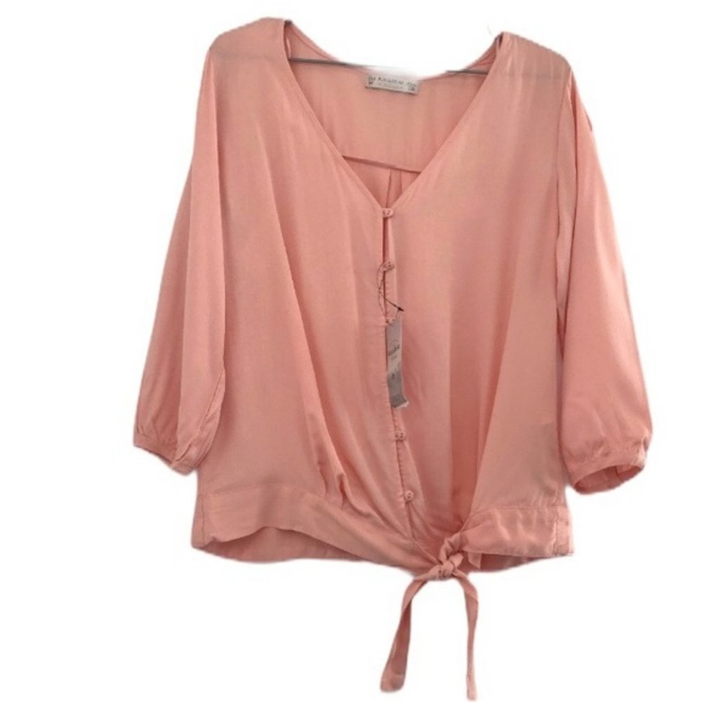 3/$25 Pull&Bear Button Front 3/4 Sleeve Blouse S